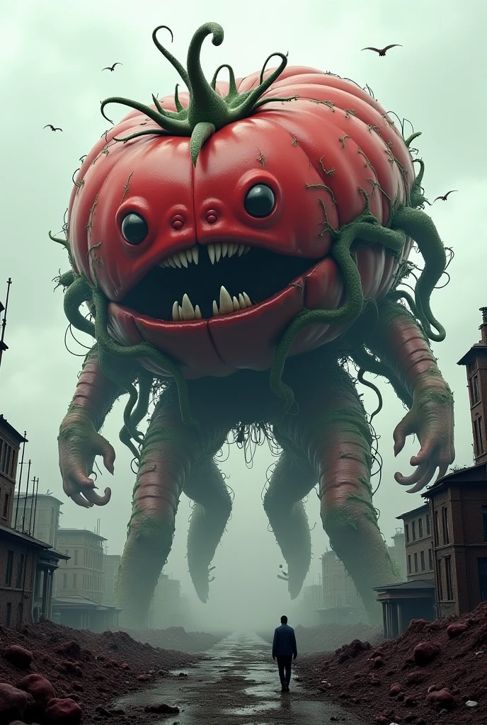 There is a big red monster with a big mouth and a face with big teeth., Tomato Monster, Cacodemon, Ultra-realistic fantasy monsters, Biohazard virus concept art, Hyperreal Rendering, Monster concept art, Video Game Rendering, Monster of Ruin, Vojtek Fuss, Worm Monster, CG Art, A fat, lean, devilish creature, Gugimon, a plant monster