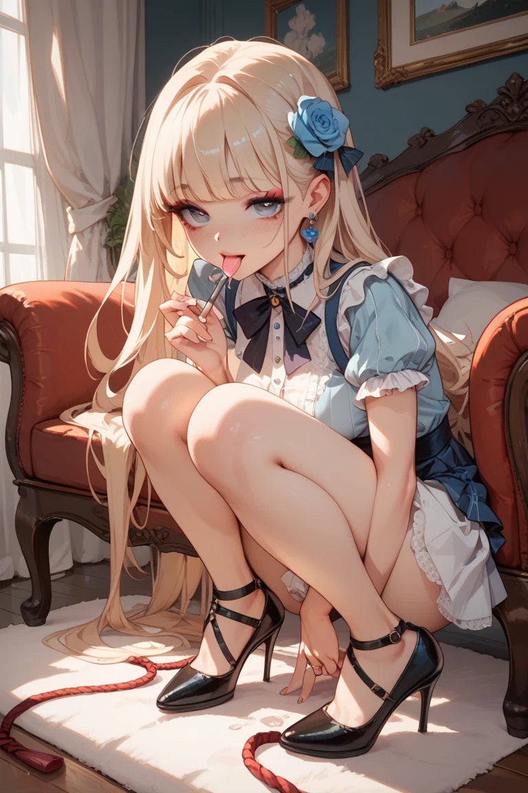 blond haired woman in blue dress sitting on a white wall, seductive anime girl, pinup art, style artgerm, artgerm style, like artgerm, artgerm. anime illustration, beautiful alluring anime woman, extremely detailed artgerm,  in dress, style of artgerm, artgerm art, artgerm comic