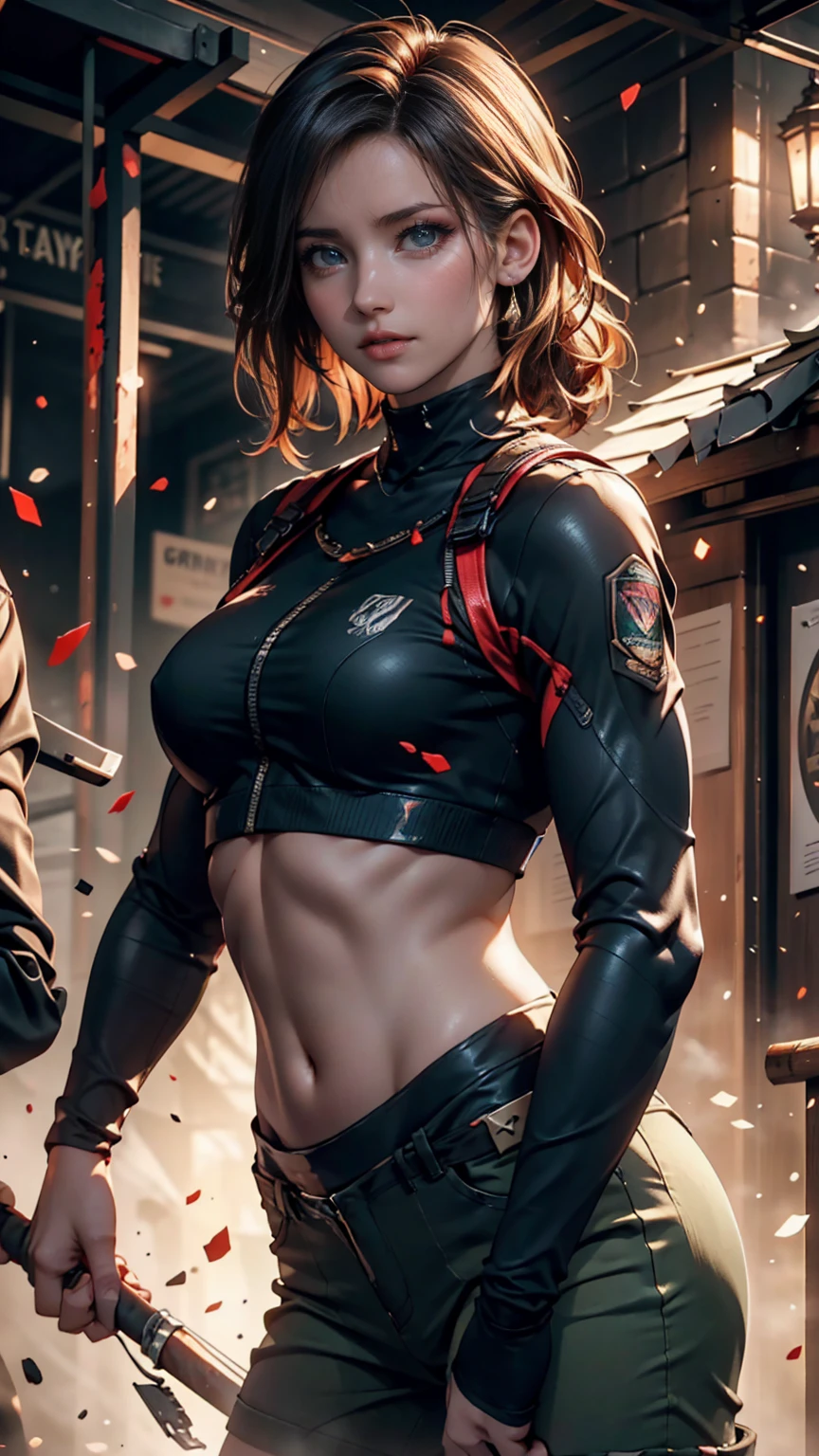 (((Cuerpo de mujer definido))), (((muslos gruesos))), Cybernetic body parts, (((ropa interior corta))), (((piel ultra detallada))), (((small waist)), (((abdomen definido))), 