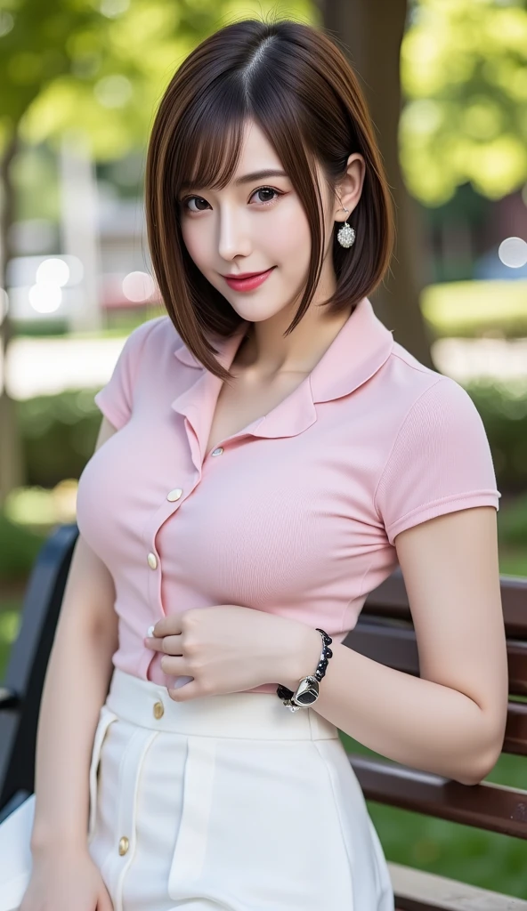 (masterpiece:1.3), (8K, Photoreal, Raw photo, best image quality: 1.4)、Cherry blossom viewing in the park、Japan beautiful office lady、29-year-old、medium-short hairstyle、cleavage:1.2、super detail face、pay attention to details、double eyelid、Big eyes、cute woman:1.4、light brown hair、highest quality、masterpiece、超A high resolution、(Photoreal:1.4)、denim pants、blouse、happy expression、Smartphone selfie(absolute)