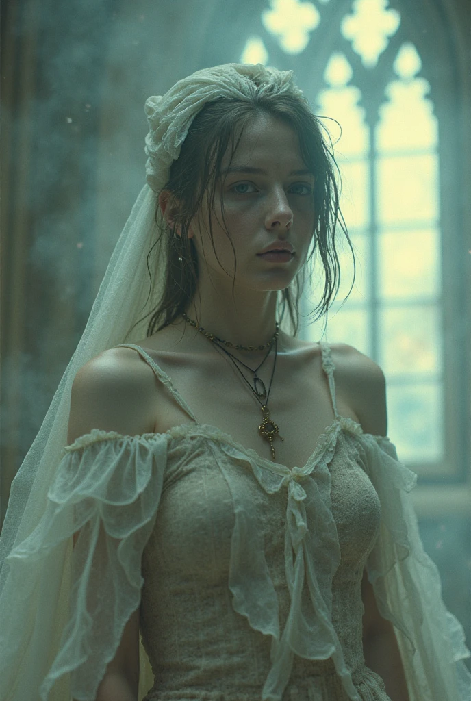 In an abandoned mansion on the shores of a misty lake, The ghost bride of an ancient tragedy awaits. Her Dress, Lace and white silk design, Delicate flowers々Or adorned with jewels、Glowing in the shadows. Her hair is long and flowing, In contrast to the sad and mysterious gaze、Possesses fairy-like beauty. Their Eyes, A mixture of sadness and anger, deep、and不穏な視線で、Can capture the viewer.
At night, A cold fog hangs over the mansion., and、The mirror in the hallway、Showing the bride in her happiest and most tragic moments. Whispers of the past echo through the hallways, and、Whoever dares to call his name in the mirror in the middle of the night、There is a legend that we are caught in a web of fear and regret.. Hers is a story of lost love and betrayal., and彼の存在は今もなお、Crying for justice and retribution, Shrouded in mystery, intertwined with the supernatural and the beautiful.