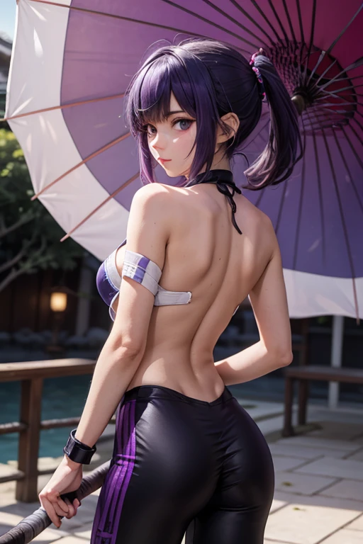 Shampoo de ranma 1/2 anime, ropa china clasica muy sexy y provocativa, guerrera de la tribu amazonas chinas, poderosa, heroin, cuerpo muy delgado, skinny body, small and beautiful breasts, small and beautiful buttocks, very bright and wavy dyed purple hair long to the waist, peinado clasico del anime, beautiful detailed eyes, beautiful detailed lips, extremely detailed eyes and face, long eyelashes, 1girl, sensual pose, provocative clothing, realistic, japan city background, intricate details, vibrant colors, dramatic lighting, cinematic composition, photorealistic, award winning illustration, masterpiece
