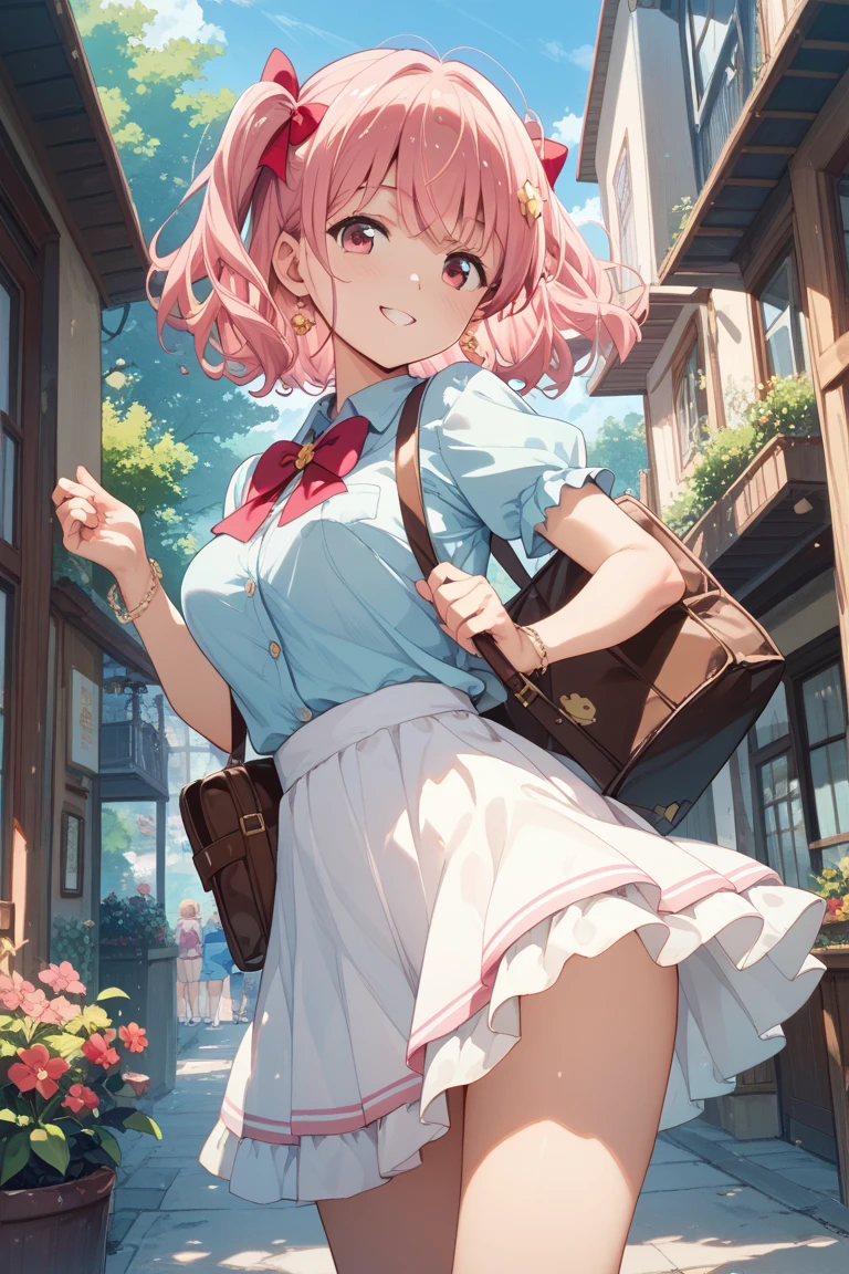 (masterpiece, top quality, best quality, official art, beautiful and aesthetic:1.2),ultra-detailed,intricate details,amazing illustration,award-winning art,atmospheric,
BREAK, 1 beautiful girl, (kawaii:1.5), (Chibi: 0.8), (kawaii: 1.5), (Lori: 0.5), (17 years old girl), BREAK(Red hair, short-hair,Two buns hair:1.4),(:D,grin:1.3),( Heterochromia,The blue eyes,The green eyes, Eye Highlights,The first hyperfine stars:1.45), star the eye silhouette thick eyelashes, ????? boobs double eyelids:1.2),(de pele branca), (The best smile,:D:1.45),
BREAK, (pink and white theme:1.5), (fake pink cat ears:1.4), (tweed pink strapless short camisole with lace-up:1.4), ((bare shoulder, navel, bare belly):1.3), (shoulder strap with ruffles:1.4), (tweed micro pink tiered skirt with ruffles:1.4), (white pantyhose:1.2), (pink choker with bell:1.3), (earrings with bell:1.2), (pink heeled pumps:1.1),BREAK
train,station,(a girl), platform, snow, (coat:1.1),Yamanote line, (school uniform:1.2),
BREAK,wakame,wakame,wakame,(Cowboy Shot:1.4),
BREAK,(Blurry background:1.3),(absurderes, hight resolution, Super Detail Art),cel shading,Clear Color, Lonely optical effect, Beautiful pictures, Bright glow, mystic atmosphere,(Close-up of girl:1.1), Mystical light particle effect,manga influence, clean line drawings,