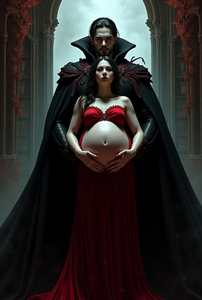 A stunning portrait of Maleficent giving birth in a dungeon, she is actively giving birth, the baby’s head is stretching her birth canal