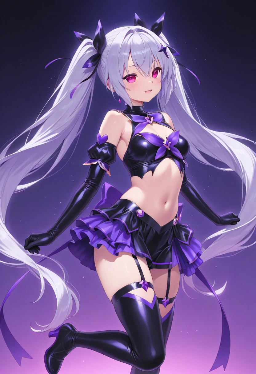 Silver hair, pink eyes, body, cat ears, sexy girl, earrings, kawaii background, hair bows, happy face, thigh up, Professional photo