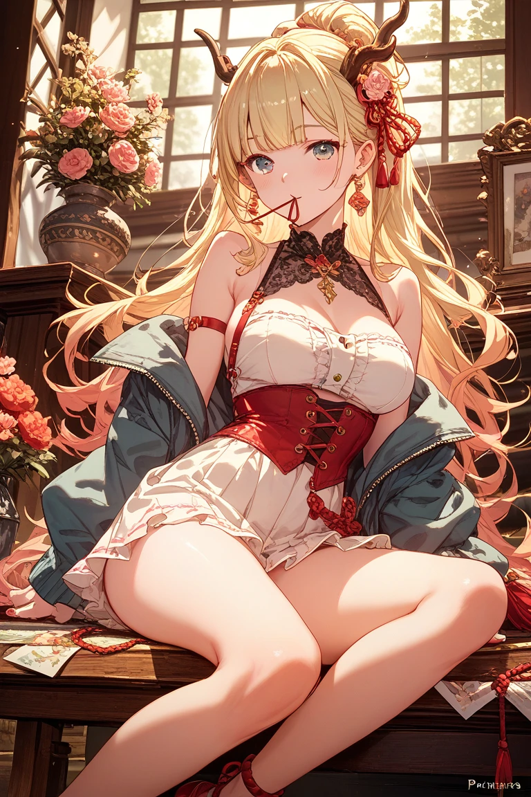 top-quality、realistic touch,high-detail、photoRealstic、、Long body、skirts that are too short、big eye、Big breasts that will tear your clothes、Strong platinum blonde eyelashes、platinum-blonde、Beautie、A sexy、full body Esbian、Sparkling eyes、Submissive smile、Flushed cheeks、Kamimei、thin-waist、Sleeveless、Voluptuous thighs、Enraptured look、shiny rubber material、cabin attendant、high-heels