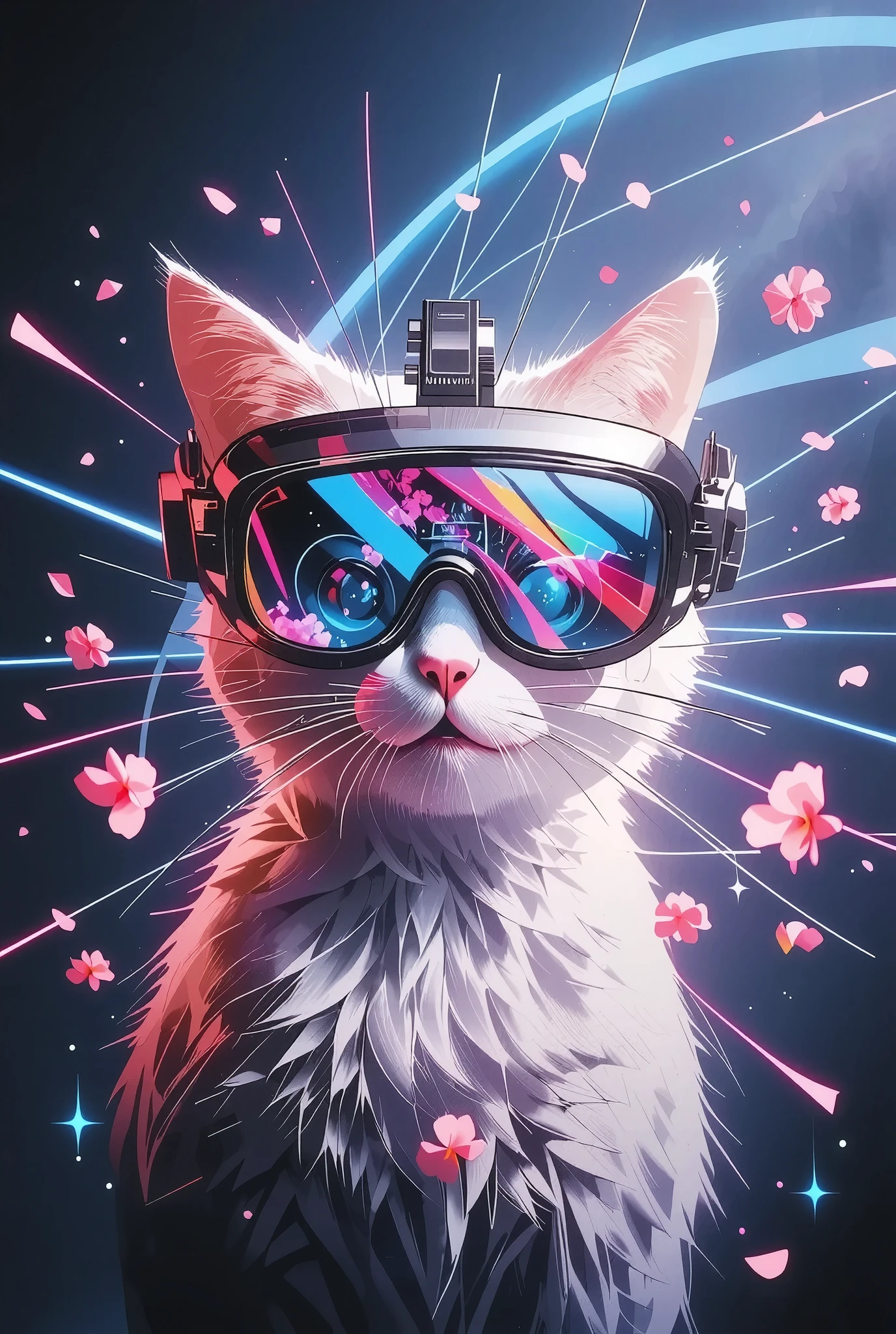 The cat is wearing virtual goggles, overlay the internal calculation of the hologram projector on the whole, I'm going to finish the POV that sees the projection of virtual glass as a whole work, hxy1