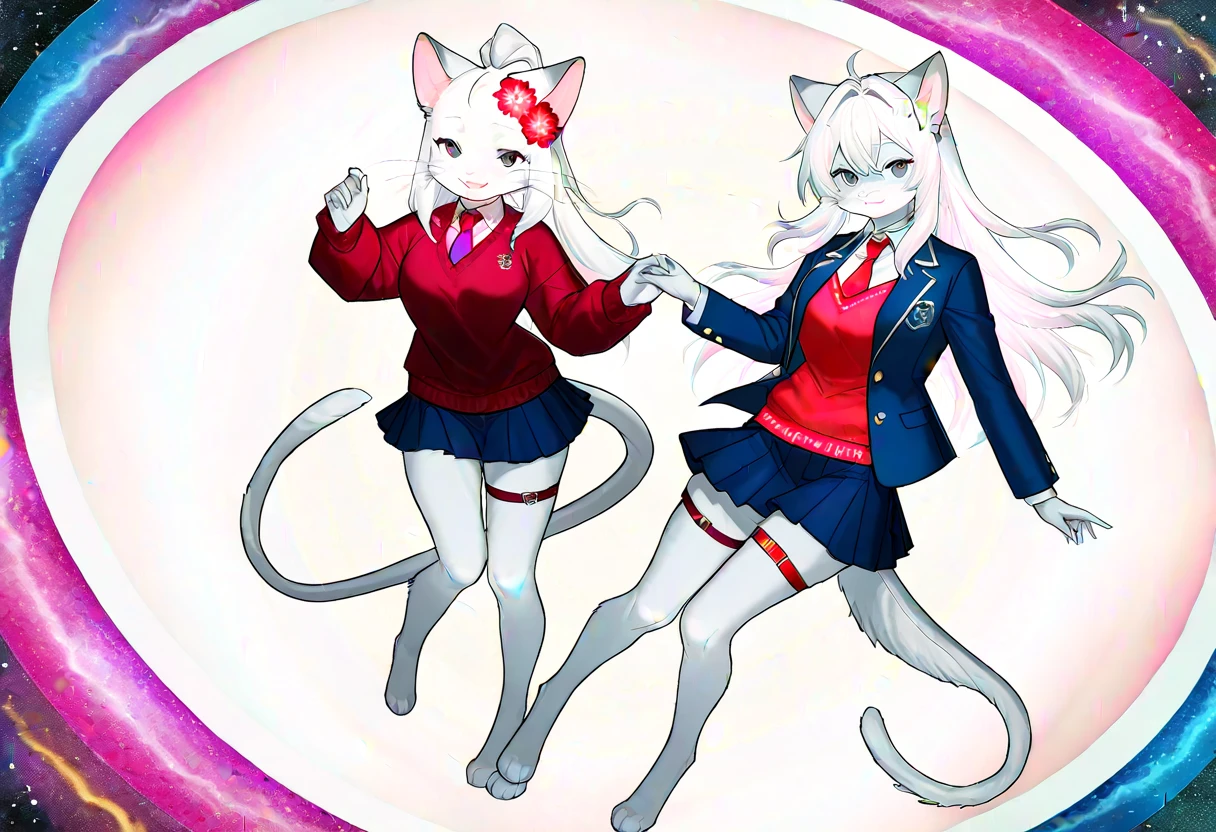 White silk tights ，quadratic element，Stick out your tongue，cat ear，a cat tail