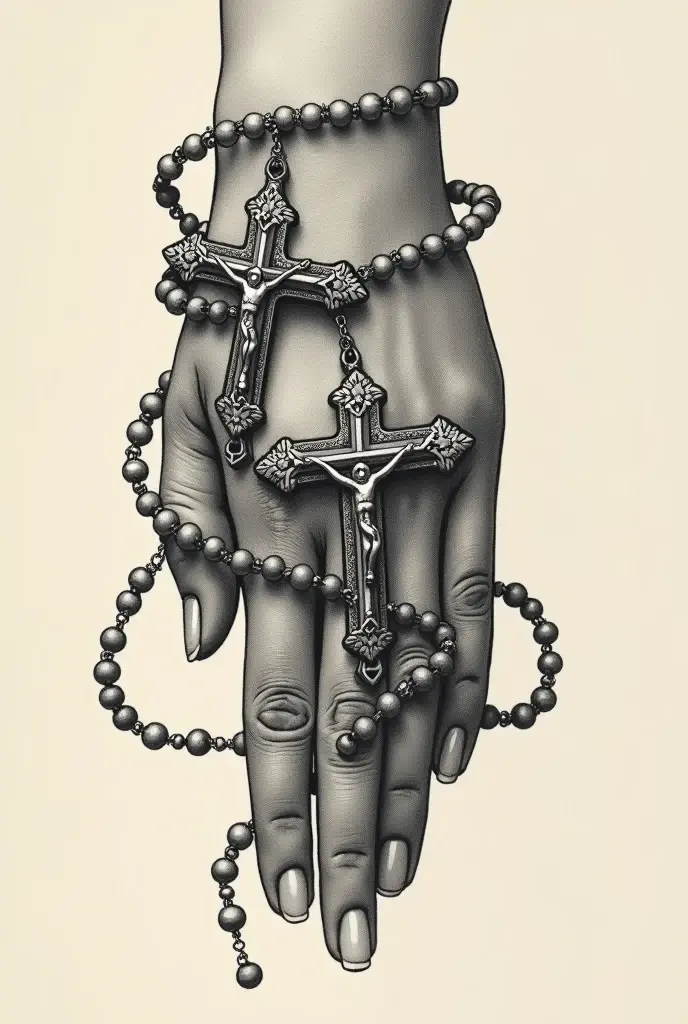 Ring rosary on finger tattoo style for men and women