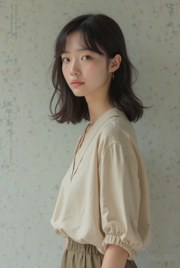 (top-quality、8K、32K、masterpiece、nffsw:1.2)、cute little日本人女性の写真、large full breasts、very short bobbed hair、The upper part of the body、sface focus、Oversized_Sweaters、a necklace、simple background、From above、looking at the viewers、mix4、(8K、Raw photography、top-quality、masterpiece:1.2)、(realisitic、Photorealsitic:1.37)、1girl in、cute little、profetional lighting、photon maping、physically-based renderingt、Gradient Brunette Hair、short curly hair、a handsome、Girly、superior image quality、hight resolution、1080p、(Clear face)、(Detailed face description)、(Detailed hand description)、(masuter piece)、(Exquisite CG)、 extreme light and shadows、hair messy、masterpiece、lush detail、(Exquisite facial features)、(The highest image quality)、(masterpiece)、(A detailed eye)、Looking forward to your eyes、Delicate collarbones、Poses variadas、don't watch mela、profile、white walls、Taken in front of the white door、(窓のあるwhite wallsの部屋)、Autumn clothes、Winter clothes、シンプルa necklace、Yellow-green jacket
