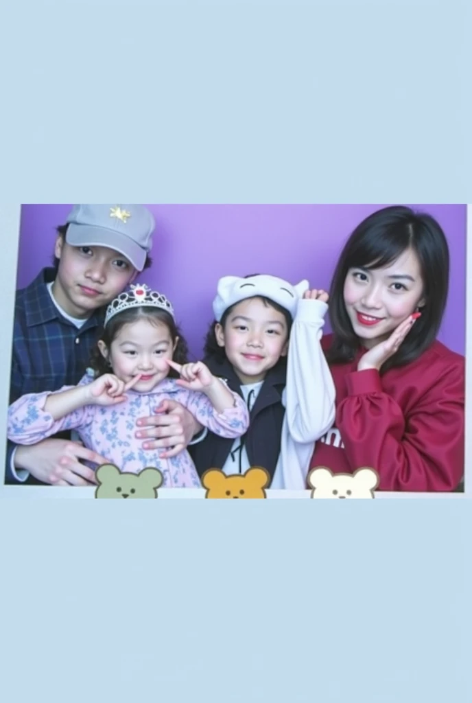 there are many pictures of a woman with a tiger hat on, exclusive, photo booth, 🐝👗👾, instagram filter, photo on iphone, with instagram filters, with kitsune mask, 🦩🪐🐞👩🏻🦳, neko, fujicolor photo, low quality instant camera photo, instax, beauty filter, snapchat photo