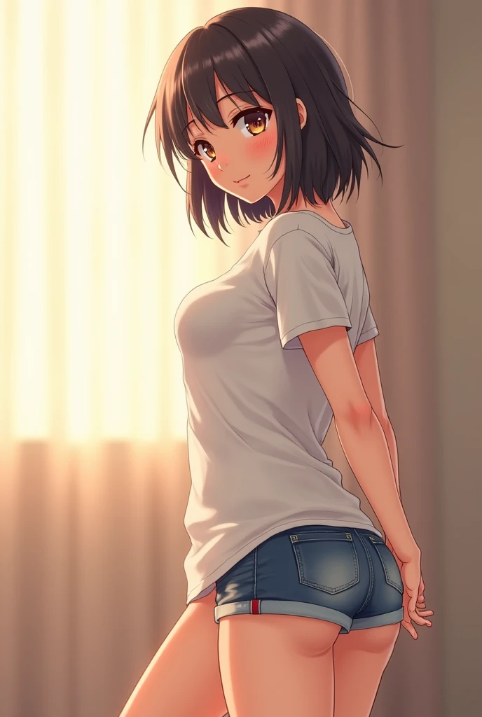 Best image quality, Japanese Classroom, White underwear, Show your ass, Embarrassed face, solo, woman, Black Hair, Bob Hair
