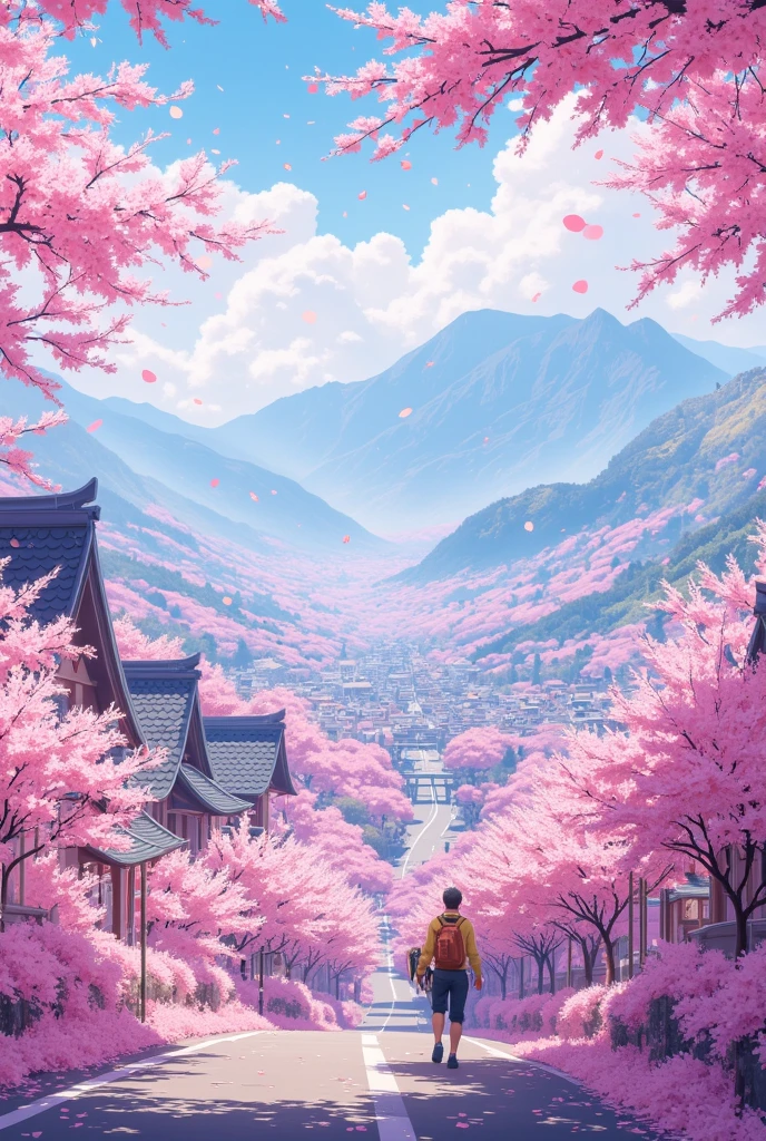  masterpiece, highest quality, high resolution, 8k,(realistic, photorealistic: 1.3),cherry blossoms ,as far as I can see mountains and villages, Blurred clouds ,let's rise, cherry blossoms 花ざかり ,cherry blossoms, Yayoi's sky is as long as I can see,Blurred clouds 匂いぞ出ずる いざや いざや 見にゆかん 