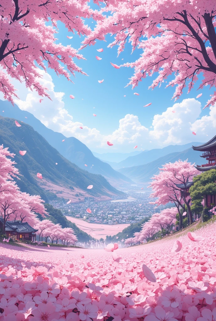  masterpiece, highest quality, high resolution, 8k,(realistic, photorealistic: 1.3),cherry blossoms ,as far as I can see mountains and villages, Blurred clouds ,let's rise, cherry blossoms 花ざかり ,cherry blossoms, Yayoi's sky is as long as I can see,Blurred clouds 匂いぞ出ずる いざや いざや 見にゆかん 
