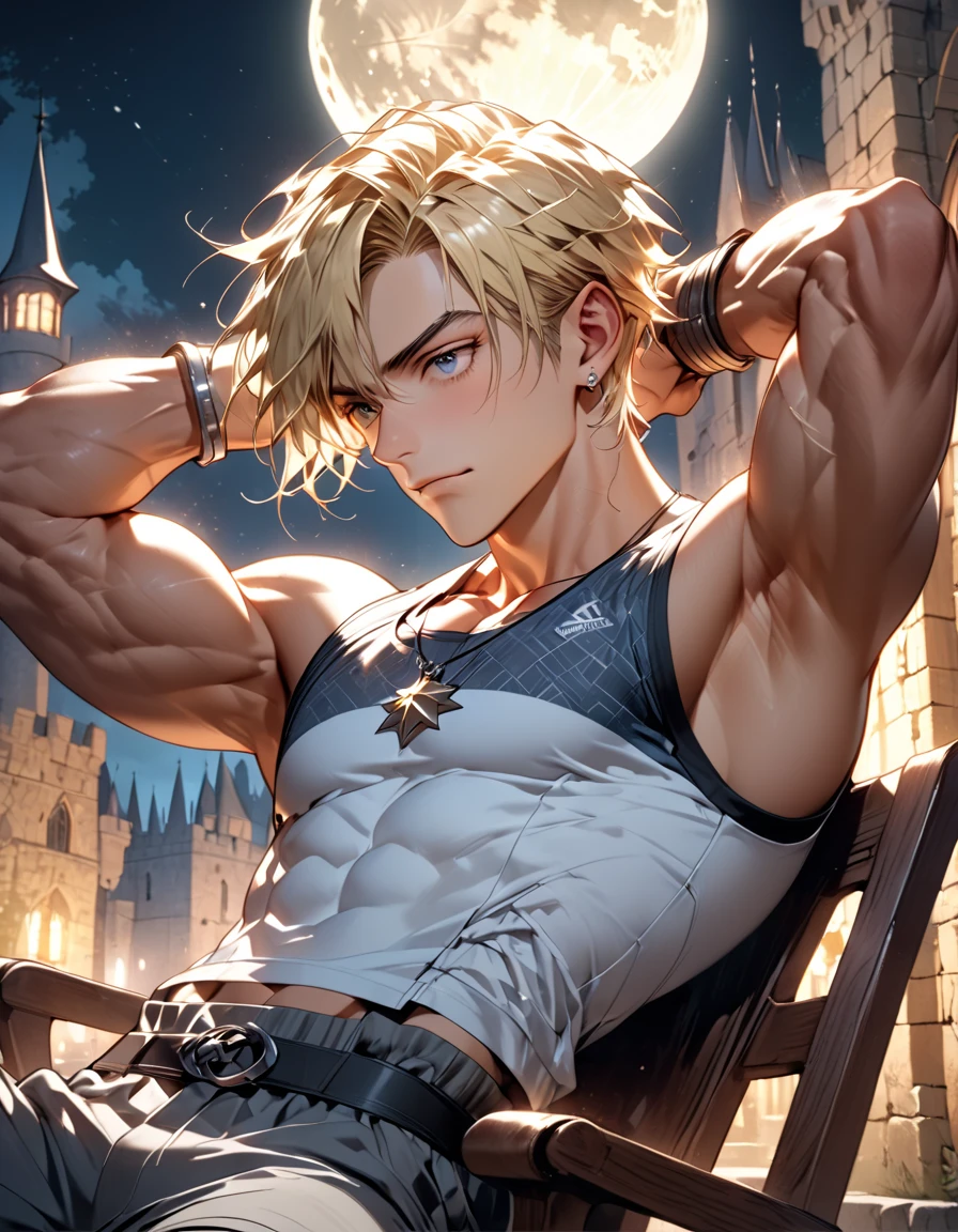 masterpiece, best quality, illustration, 1boy, solo, male focus, looking at viewer, , , , , <lora:sting_eucliffe:0.68>, sting_eucliffe, blonde hair, blue eyes, spiked hair, mackintosh, , graveyard, High definition