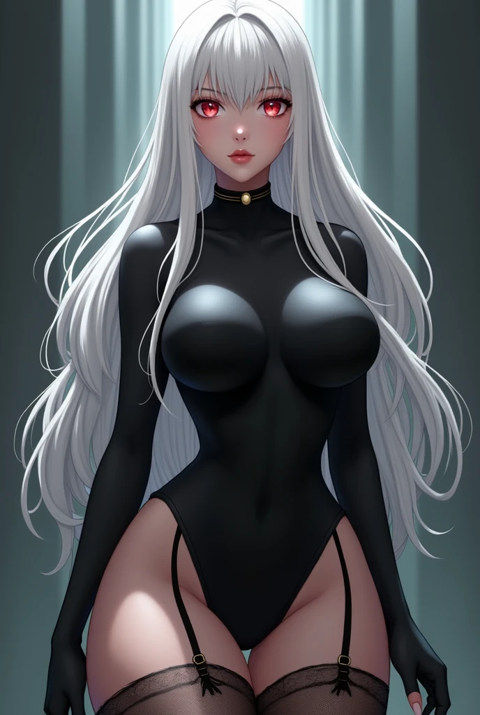Clear, Here is a precise description:
**Character Description:**
Imagine a witch in anime style with albino skin that contrasts elegantly with her black outfit, which is designed to enhance your curvy figure. Her hair is semi-curly, of a pure white, and falls gracefully to the middle of her back, Framing your face with a touch of sophistication.
His red eyes shine brightly, reflecting its strength and magnetism. His body has a noticeably more robust build., with a clearly chubby figure that accentuates his imposing presence. Her hips are wide and her buttocks are generous., complemented by a prominent bust, create a voluptuous and seductive silhouette. The combination of these characteristics gives her an air of unparalleled beauty and a natural sensuality that makes her a fascinating and powerful figure.. That your build is quite robust and chubby, a little broader in the shoulders