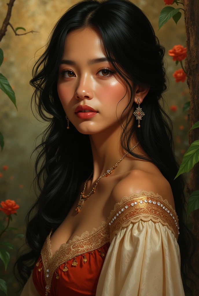woman image, Bella, king, black hair and light eyes 