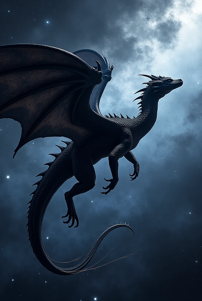 A dragon that has the dragon constellations captured on its majestic wings and skin., of the crow and many stars with a ghostmix style