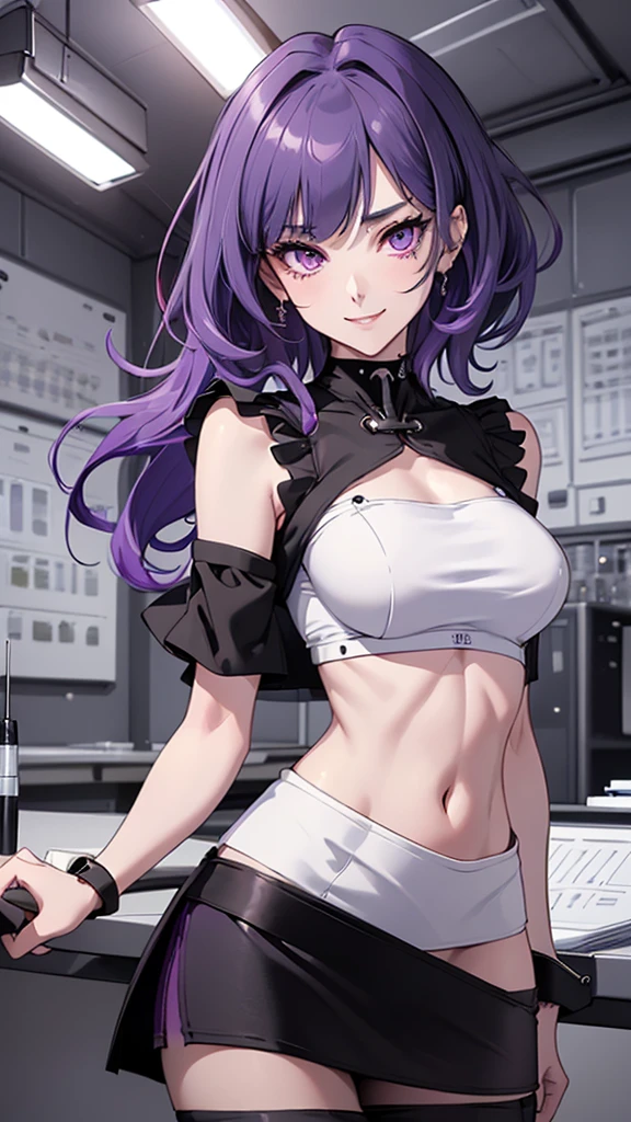 Adult woman, dark purple hair, low ponytail, golden eyes, cat ears, Killer Form, Sleeveless, anger, Masterpiece, hiquality