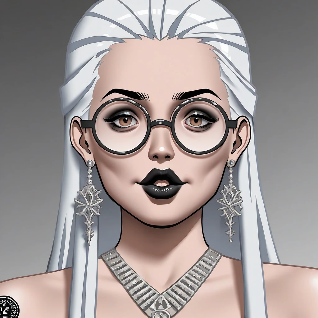 Mulher dos desenhos animados com cabelo preto longo e uma gargantilha, Bruxa bonita com cabelo longo, female with long black hair, Tifa Lockhart com cabelos brancos, mona lisa as a goth girl, goth woman, inspired by Louisa Matthíasdóttir, rainha feminina vampira bonita, portrait of megan fox as demon, a mulher tem longos cabelos escuros