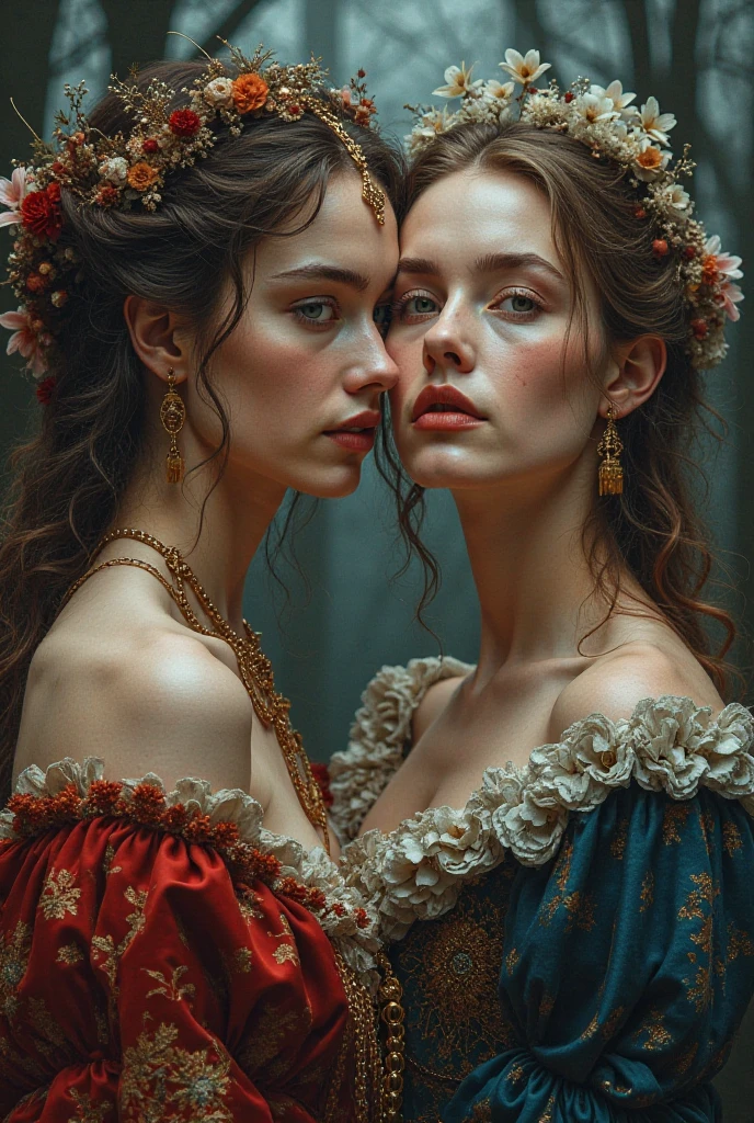 Over time, using this makeup led to severe skin damage ( create an image where women from the 18th century getting skin damge due to use of lead makeup )