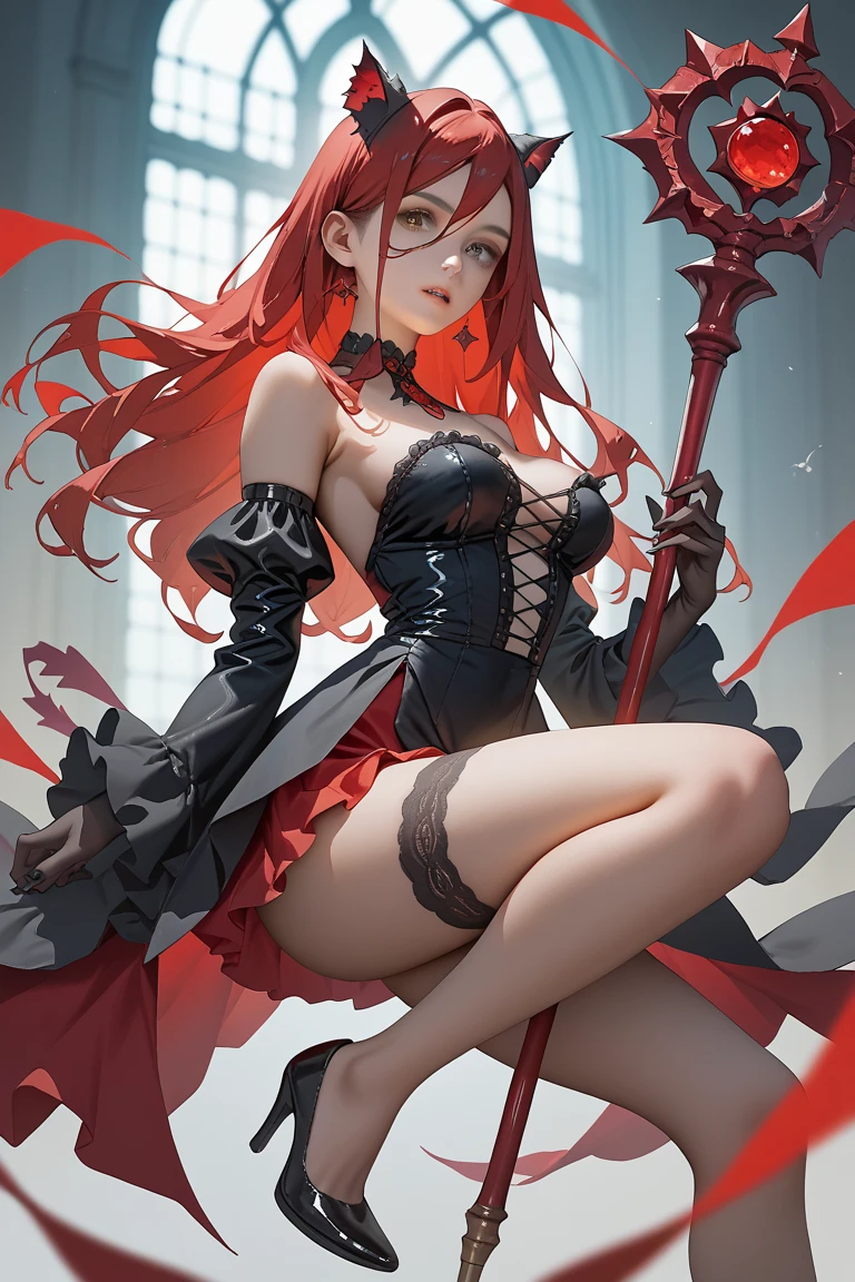 dragon red girl, dragon ears, dragon tail, red eyes, mad angry face, fire everywhere, showing feet, blushing