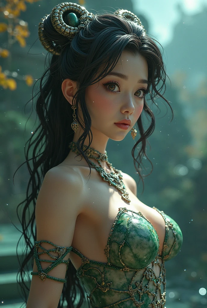 ((Realistic:1.5)),Ulzzang-6500:0.7,((Best quality)), ((Masterpiece)),((Detailed)),2girls,duo,{2 beautiful women}, (Upper body:1.3),Hug and touch each other, Tease your friend's waist, Breathless friends, Biting a friend's earlobe, crouched,super wide shot,Face focus, Long legs,Curvy, Barefoot,Wide hips, Thin legs, Oversized eyes,Long eyelashes, (Detailed face,beautidful eyes, detailedpupils,detailed clothes features, Clear background:1.3), (armlets, bangle:1.3), Mysterious ancient ruins, floresta exuberante, Deep canyon,bridge,River,cliff,Cloud,lakes,Rock music,Waterfalls, Flowers, Grass,grape trees,tree,bright detail,Sharp,Perfect compounding, Intricate, Sharp focus, Dramatic,