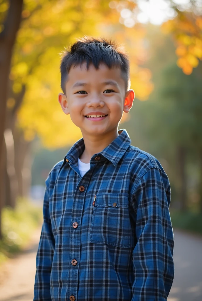 bold kid, looking at camera