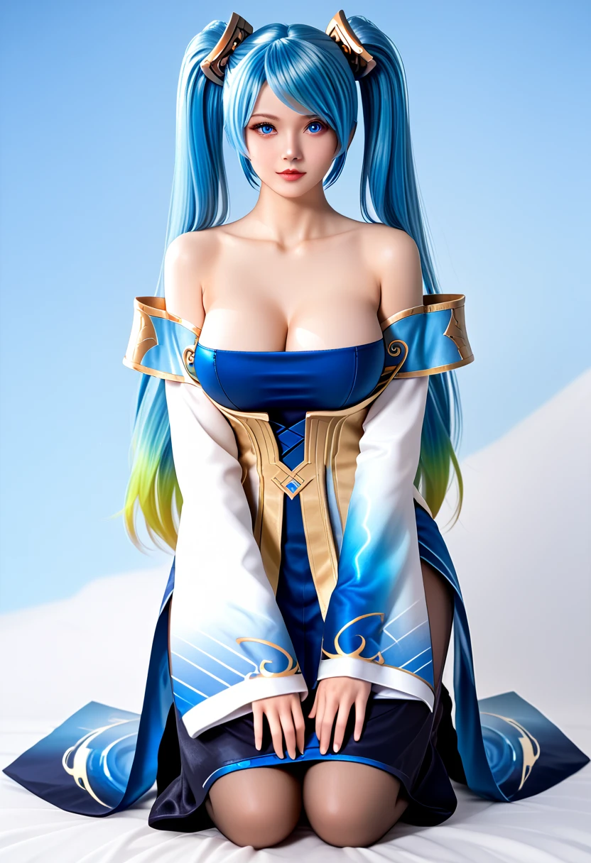 WZJBXZH,(((Blue long hair,Long hair,blue hairs,Exquisite facial features, Beautiful face, Erotic, Enchanting,Blue eyes,Charming, Alluring, Seductive, Long hair covers the body ))),((Masterpiece)),A high resolution, ((Best quality)),tmasterpiece,top-quality,best qualityer,((( looking at viewert, There is light in the eyes))),(((Light and shadow interlace,white skinned,laughingly,self-assured)))