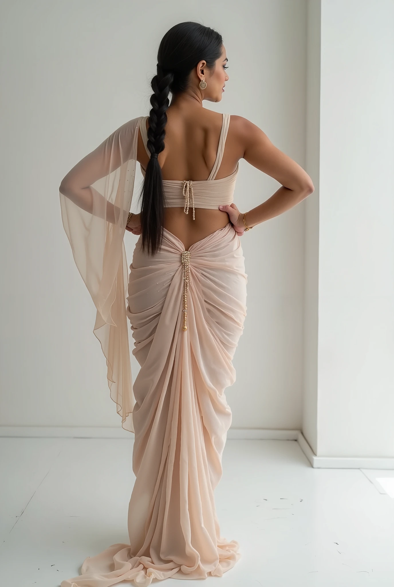 Make a photo of woman position doggy style In saree