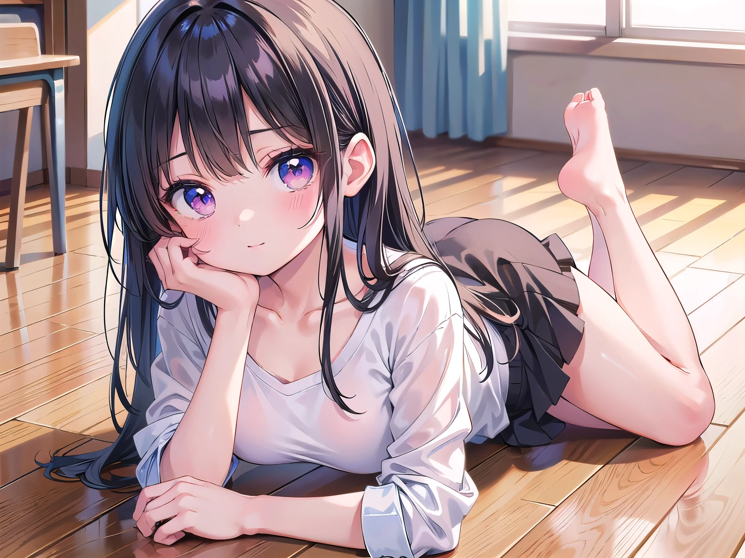 【Top image quality】A masterpiece in every detail、1 15-year-old girl (mature:1.4) Move the center of gravity back、Put your hands forward from your feet、Put your feet in a ring of hands、pretty embarrassing、witheout panties、Thin leg、tight skirts、90 degree knees、heels on the ground、hands in front of feet、Hugging legs、Knelt、walkway、RAW Photography、16K、top-quality、 超A high resolution、Beautiful face in every detail、Realistic human bare skin、Gentle expression、front-facing view、angle from bellow、Hoshino Ai, long hair, purple hair, streaked hair ,purple eyes, star-shaped pupils, hair ornament, concert, laughing, floating hair,realisitic、Photorealsitic、cute little、a short skirt、Squatting deep in the city、cute school girl、Japan wearing uniform、realistic 、full bodyesbian、Fantastic professional effects、The best production like a scene from a movie、Purple hair、rabbit hair ornament、Silky hair、star-shaped pupils、