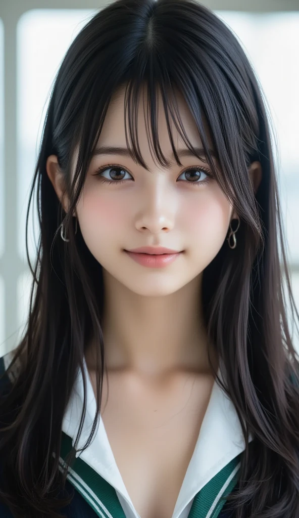 Everything is beautifully detailed:1.6,masterpiece、Highest quality、1 girl, alone, alone focus, Cowboy Shot, Portraiture, Oversized hoodie, Blue and white hoodie, half水彩画, half, ((Black Hair)), (Shiny Hair), (Gradient Hair :1.5), Curly Hair, ((Beautifully drawn delicate eyes)), Very detailedな目, Sunburn, (Dark caramel skin:1.1), Highest quality, Very detailed, White Background, Simple Background、{Huge|big|Hugeな|Mega} chest:2, chestの谷間:2、開けたchest、Perfect Anatomy、Cute Smile、short hair、bangs、Listen carefully、Beautiful long neck、Perfect Anatomy