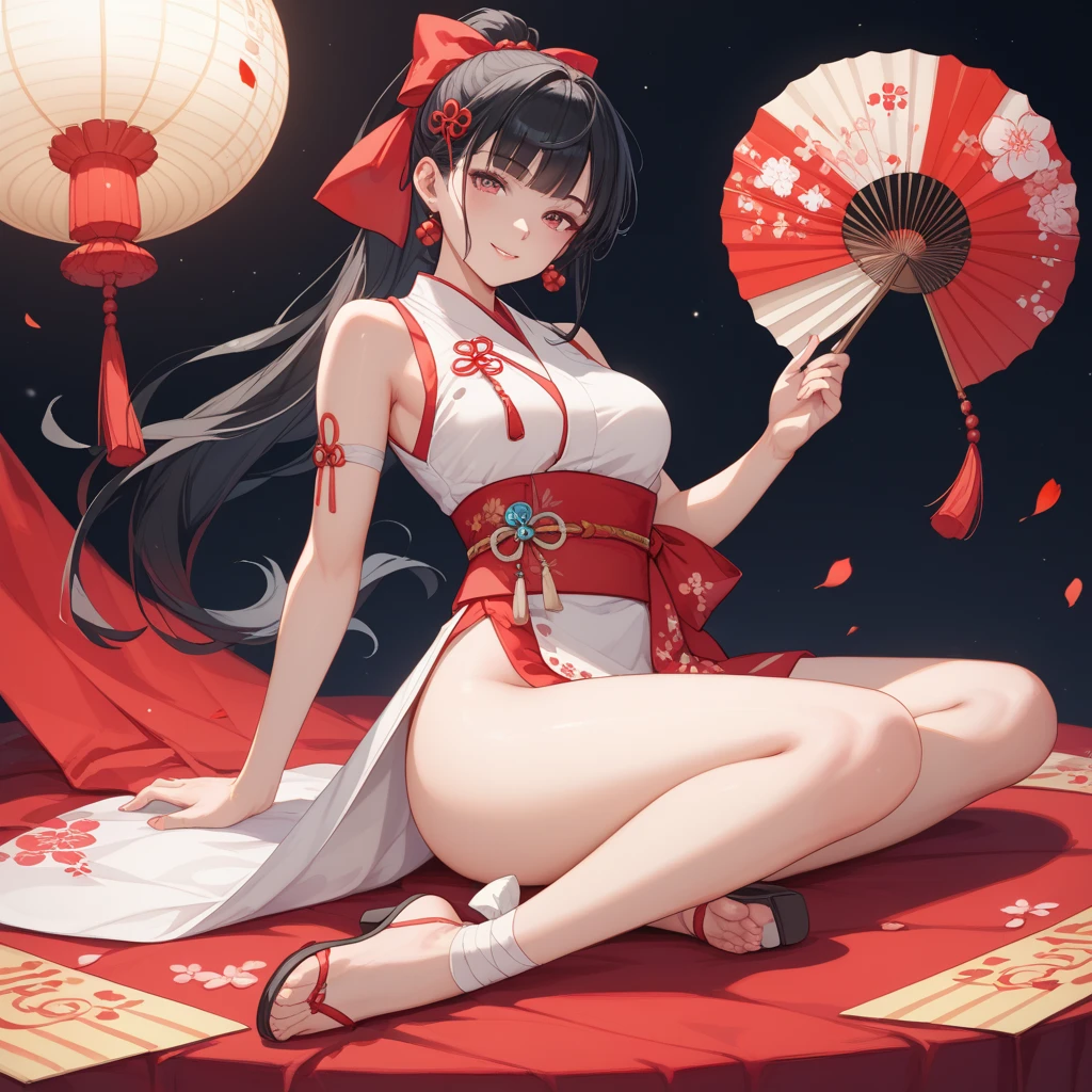 araffe asian woman in a red and yellow bikini and a bunch of grapes, organic seductive geisha, gorgeous chinese model, trending at cgstation, Ghost Festival, hanfu, shunga style, with acient chinese clothes, white hanfu, japanese goddess, traditional chinese, japanese model, inspired by Lan Ying, trending on cgstation