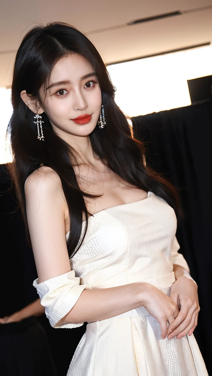 Ultra HD resolution,artistic photos,21year girl,earrings,long hair,Cold white skin,E cup,show out ,messy hair , messy hair ,Ruddy face,dress less