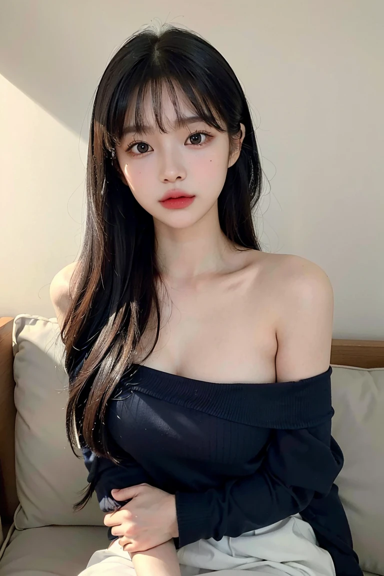 best qualtiy， Ultra-high resolution， （realisticlying：1.4），Baoyu Girl，1girll, Long straight hair，Looking into the distance，Cropped red sweater，a sense of atmosphere，Beautiful woman with a slim figure:1.4, abs:1.1,,Ultra-fine face，Elaborate Eyes，double eyelid，choker necklace