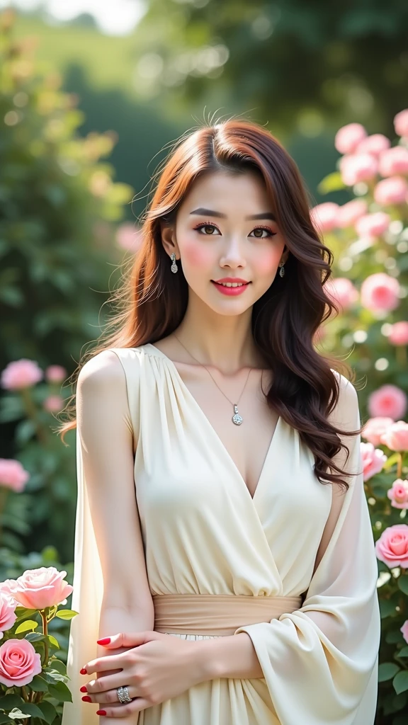 (highest quality、table top、8k、best image quality、Award-winning work)、(1人のpregnancyした花嫁:1.2)、pregnancy、(solo:1.1)、(Full body photo:1.3)、The most extravagant and finest giant wedding dresses、The most luxurious and highest quality giant tiara、The most luxurious and highest quality giant necklace、the biggest smile looking at me、Large amount of finest jewelry decorations、(The most luxurious and gorgeous flower garden background:1.1)、(Gorgeous flower garden in a beautiful vast garden:1.1)、(beautiful luxury gardening fence:1.1)、(Intricate and beautiful perfect flower garden decorated with many gardening items:1.1)、(Huge, top-of-the-line flower arch made of tons of flowers:1.3)、fantasy、perfect makeup、long eyelashes、Super high-definition sparkling eyes、ultra high definition hair、ultra high resolution glossy lips、Super high resolution perfect teeth、Beautiful face in super high resolution、(accurate anatomy:1.1)、(Beautiful skin that shines very brightly:1.2)、(very bright and vivid:1.2)