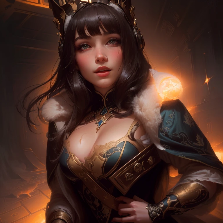 beautiful detailed background, octane rendering, 8K, best quality, masterpiece, illustration, extremely delicate and beautiful, detailed,extremely detailed,CG,Unite,wallpaper,Astonishing, fine details, realistic art: 1.2 ,masterpiece, best quality, official art, extremely detailed CG Unite 8K wallpaper,1 girl, (((black long straight hair,))), dark Knight,Red eyes,pretty face, Upper body,(Black armor and red robe,) looking at the scenery, Realistic photos,evil smile,
(hiqcgbody) ,perfect female figure,earrings,Willow Yao, (looking at the scenery), Tempting,reputation,(fire,indoor,ruins)
