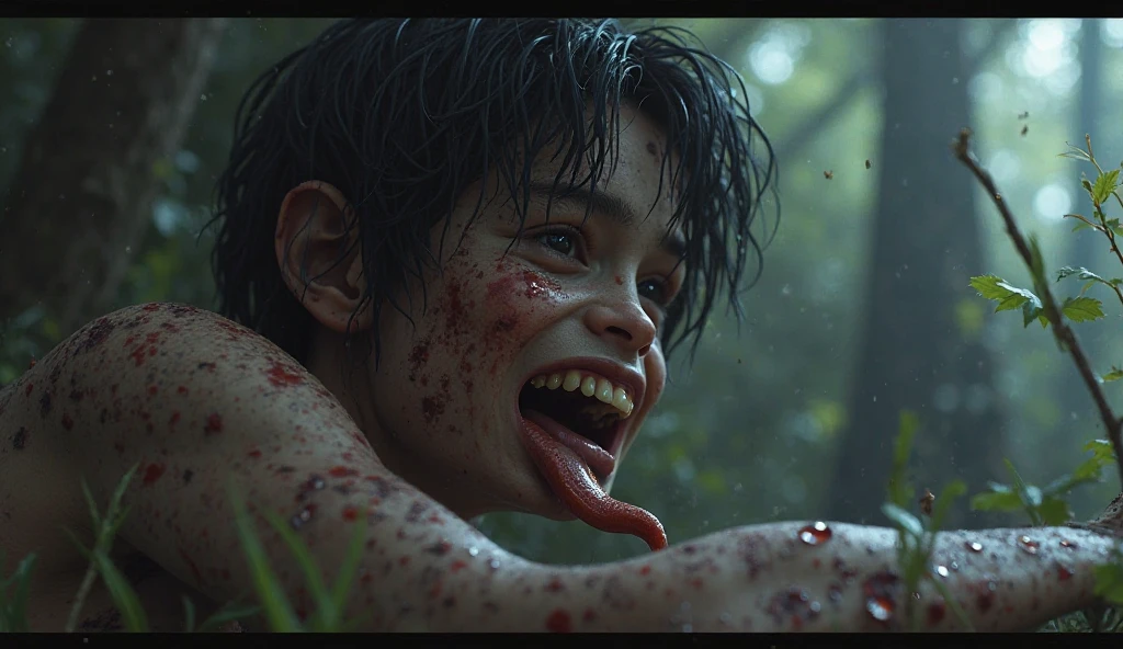 hyper ultra realistic photographs full body of A child zombie, its eyes wide with primal fear, huddles against a rusty swing set in an overgrown playground. Moonlight casts long, skeletal shadows across the deserted scene. ratio 16:9, 4k, 8k resolution, High quality photo, high detailed, imagesharp focus, Cinematic lighting,hyperdetailed & Unreal engine, detail, realism, photography,cinematography, camera NIKON, lens NIKKOR flagship, masterpiece. hyper-maximalism, ultradetailed photorealistic, light skin imperfections, final render, vray