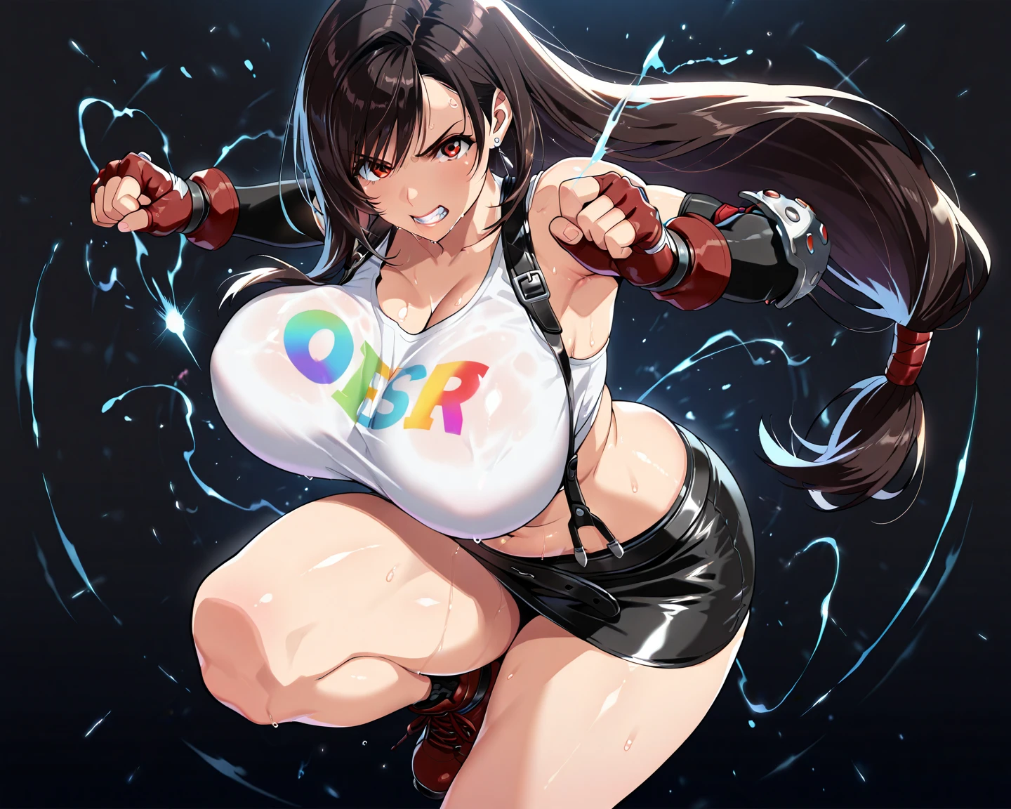 Female Ninja,Ninja Suit,Japanese background,Happy smile,Dark Magic, Dark Forest, negaive energy, hell, Blank, Star, A girl,M-pose,Squat on stage,Photos,Unreal Engine 5 Photorealistic Rendering,(Cover comic magazine:1.6),game character, Role Player, Standing on Kyoto Castle, Arm tattoo,Tattoo on the chest,ace of spades,Belly tattoo,Body hyperreality,thick muscles,Wet body,Liquid dripping from the body,Sweat,water,底部的water,excellent!! Types with bobelon, Huge droop, Moisturizing and radiant body, Short brown hair,Red latex clothing,Put your hands behind your back,Heart-shaped,Black boots,Front view,Top view