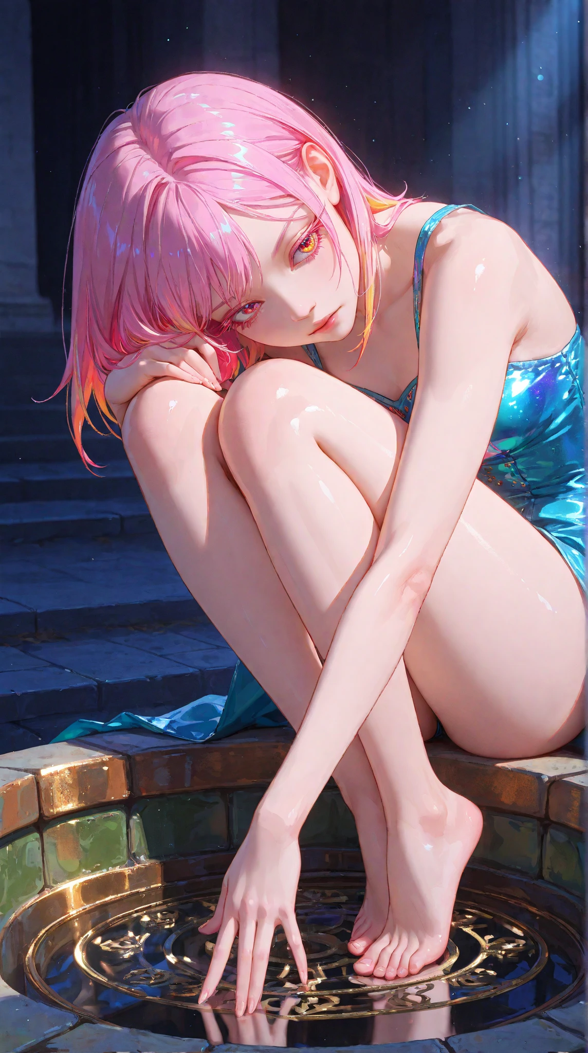 girl without clothes, naked vagina, in the city