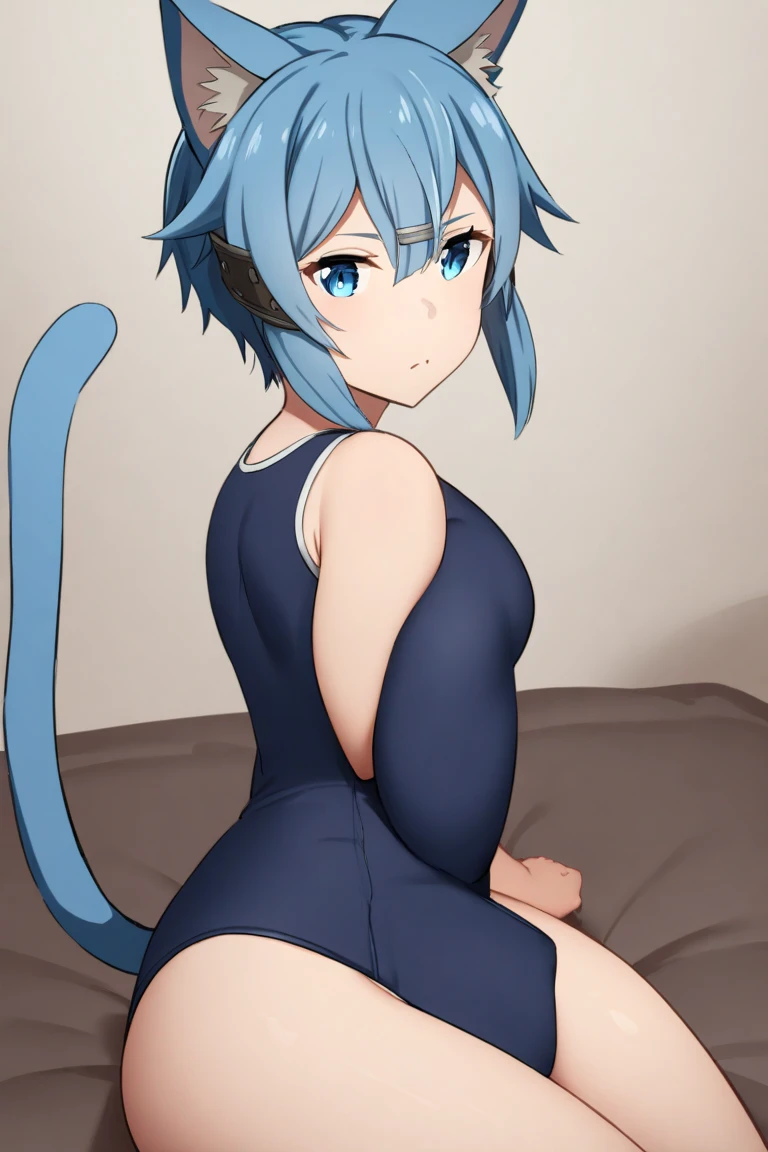 core_9, score_8_up, score_7_up, score_6_up, score_5_up, score_4_up, BREAK, source_anime, solo, 1girl, Fuwa Kokone, blue hair, medium hair, green eyes, nervous, blue cat lingerie, (cocksock), cat tail, cat ear hair band, collar, bell, paw gloves, zettai ryouiki thighhighs, looking at viewer, (sagging huge_breast:1.2), erect nipples, dirty dark large areola, (skinny, slim legs, small hip, narrow waist), milf, (futa, erect dirty penis , cum burst), natural (black:1.2) armpit hair, Unshaven black Pubic Hair, pet play, nsfw, gravure pose, full body, Makuhari Messe, Comiket