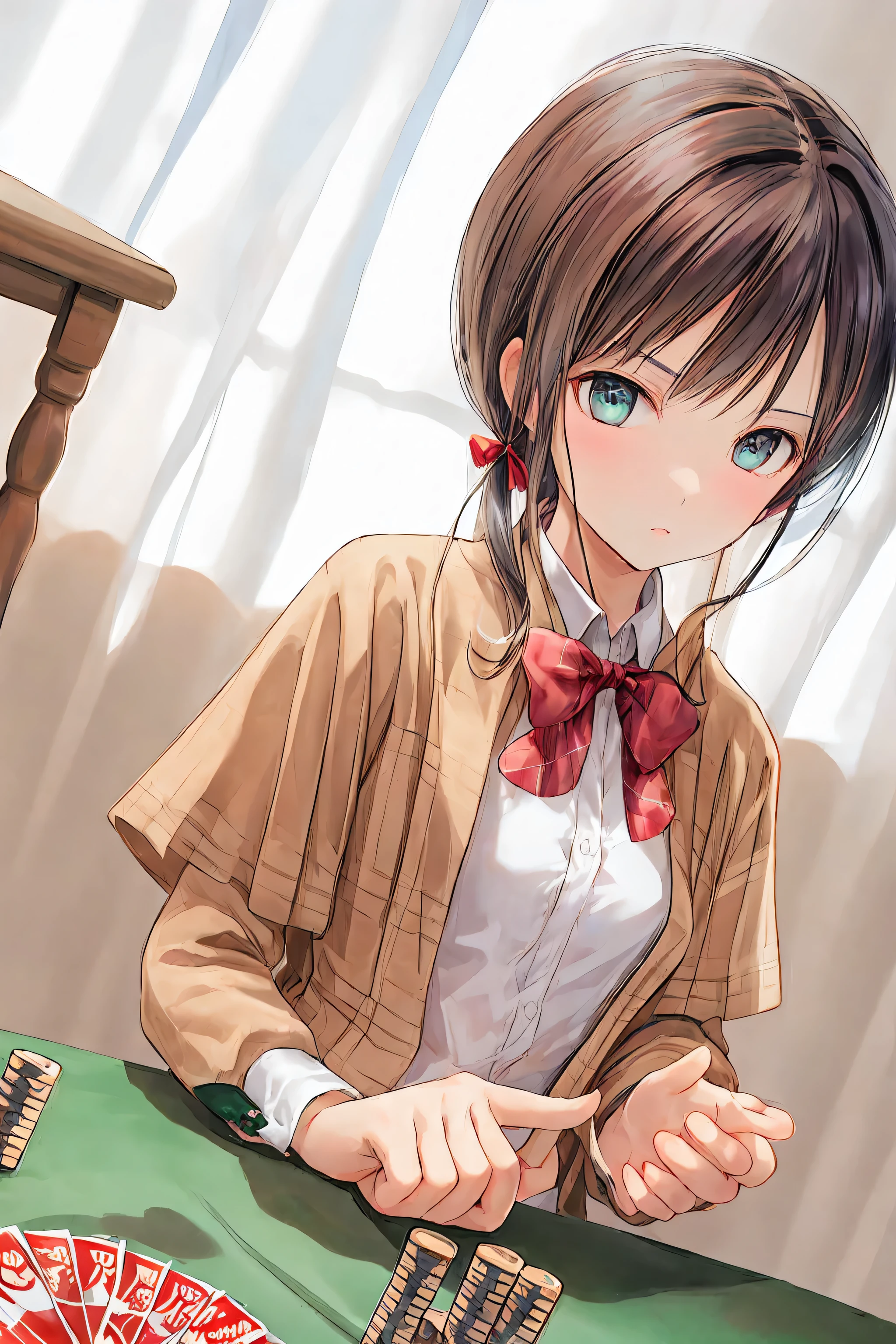 (( masterpiece)), ( of the best quality), ( supernatural), ( beautiful illustration),
outdoor, Flower Garden, cherry blossoms,
Hidden Tsukiko , Gray Hair , short hair, Aqua Eyes, side ponytail , uniform, white shirt, pink plaid skirt, Black Legwear ,
alone ,
, From the above, focus on the face, Table Top , cat_hand_ pose , poker face, fist