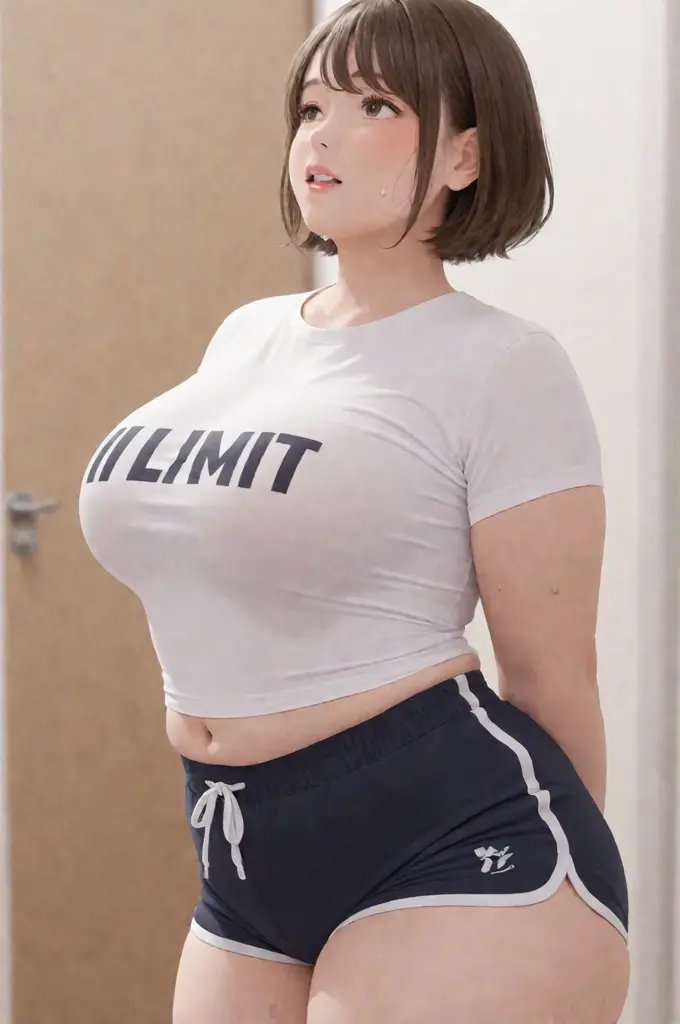One person, Mr.々Hairstyle,, Big Tits,Large Breasts,Plump,Sunburn,White T-shirt and navy blue bloomers gym uniform,Sweaty and wet, it's transparent,At school, I sit on a chair with my elbows on the desk and my chest,