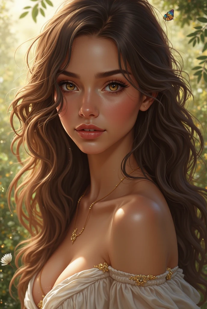 portrait Lily Collins, wearing cheetah costume, against the background of the rainforest, character portrait, 9 3 9 0 s, wavy hair, intricate, elegant, highly detailed, digital painting, artstation, concept art, smooth, sharp focus, illustration, art by wlop, charlie bowater and alexandra fomina, 36k, glittering, shining