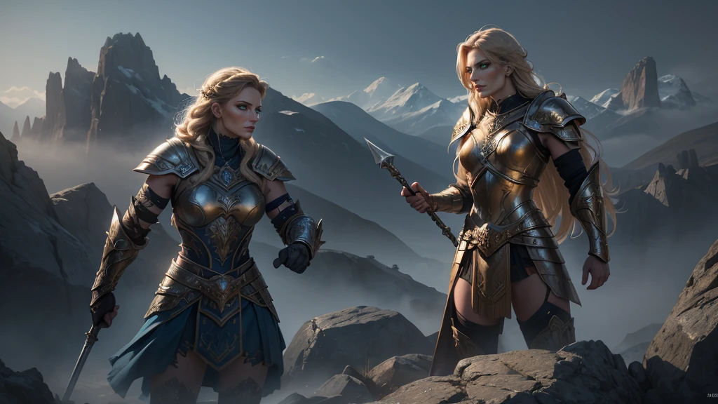 The Colosseum，A female gladiator is fighting a lion head-on，Female gladiator with scars，There is blood，Damaged clothes，Dagger in hand，There are many human corpses on the ground。Panorama，Long-range photography，Full body image