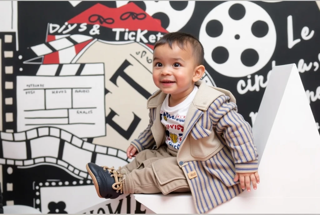 a young child boy is sitting on a name "MANAV" text, Disney style, anime, vibrant, illustration, 3d render, cinematic, photo, fashionv.detailed outfit, ground, detailed outfit, natural textures, hyper maximalist, elegant, super detailed, dynamic pose, photo realistic, ultra-detailed, ultra realistic, hyper maximalist, super detailed ,cinema quality, Sony A7S III, f/ 8. 0, 1/ 200, sharp focus, detailed 64K, sharp focus, megapixel