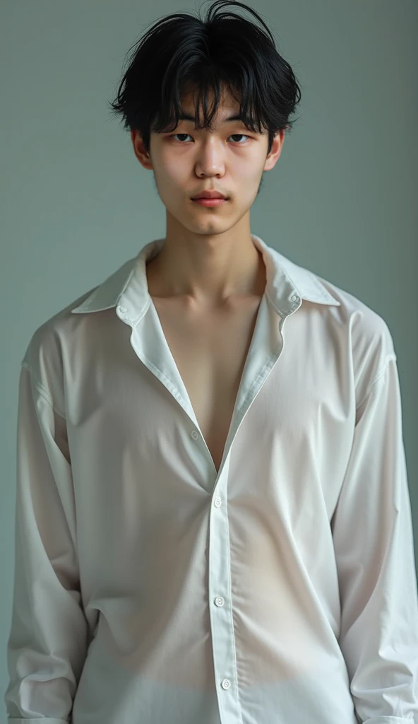 make a man in a white long sleeve with black background (using my face)