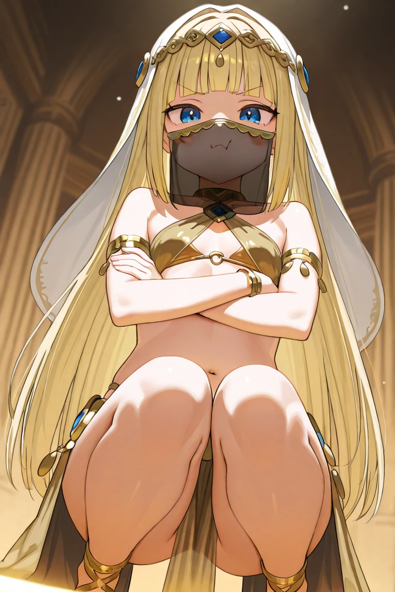 masterpiece,Highest quality,One girl,alone,blonde hair,for sale,slave,slave market,slave auction,nude,