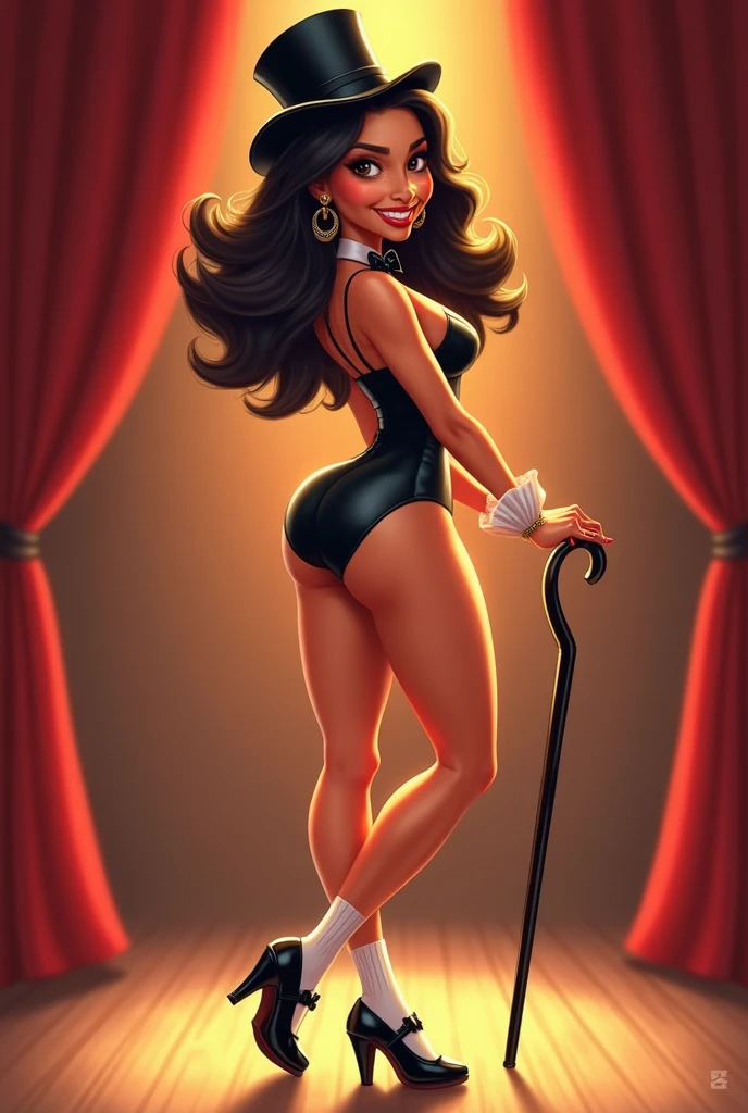 Araffe's wife in a flappper costume holding a wand and wearing a headband, melindrosa, Anos 20, fantasia, Traje de alta qualidade, rugindo vinte anos, 1920s vibes, 1 9 2 0 s estilo pano, Era do Jazz, saia preta curta, 1 9 2 0 s estilo, Estilo dos anos 1920 uma mulher negra, mulata, Morena, imagem de ,corpo inteiro, cabelo afro caindo para a frente, Rasta type but braided,com o corpo perfeito de corpo inteiro lindo seios perfeito, BEAUTIFUL PERFECT LIPS, beautiful perfect hands beautiful image beautiful beauty mayor,