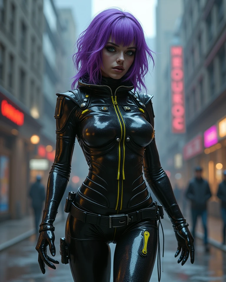 arafed woman in a black leather suit walking down a street, cyberpunk beautiful girl, beautiful cyberpunk woman model, cyberpunk girl, dreamy cyberpunk girl, cyberpunk woman, female cyberpunk, cyberpunk 2 0 y. o model girl, cyberpunk women, cyberpunk art ultrarealistic 8k, hyper-realistic cyberpunk style, female cyberpunk anime girl, cyberpunk photo, wojtek fus
